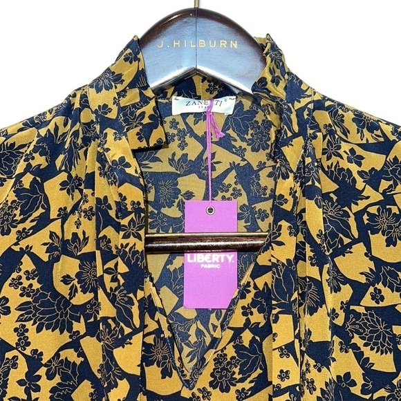 NWT Zanetti 1965 Italy Liberty of London Ruffle Tiered Boho Dress Size S Navy - Picture 7 of 15